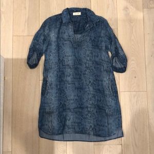 Denim printed v-neck dress